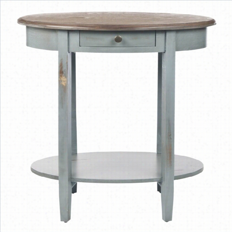 Safavieh Bianca Pine Wood Oval End Table In Brown And Gray