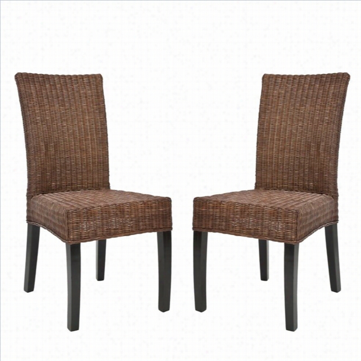 Safavieh Charlotte Wicker Colonial Dining Chair In Brown (seto F 2)