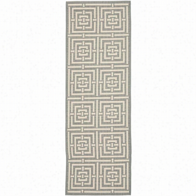 Safavieh Courtyarrd G Rey Indoor Outdoor Rug - Runner 2'3 X 16'