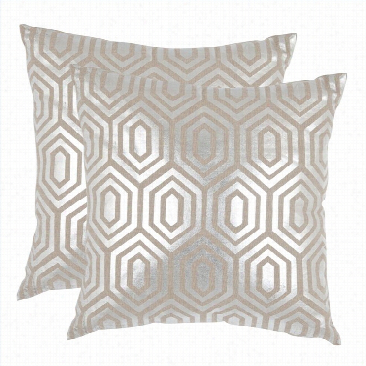 Safavieh Harper Pillow 22-inch Decorative Pillows In Silver (set Of 2)