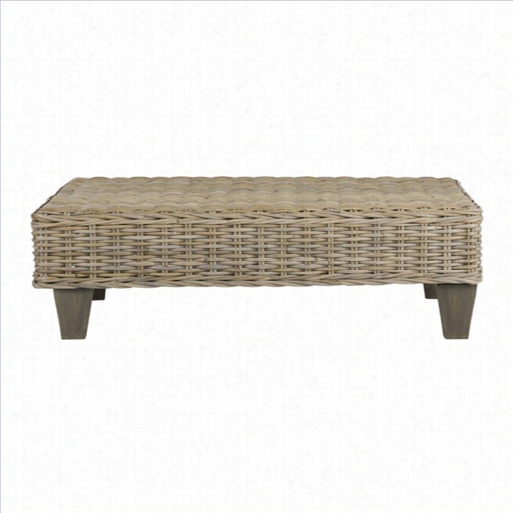 Safavi Eh Leary Wicker And Woodden Bench In Natural Unfinished