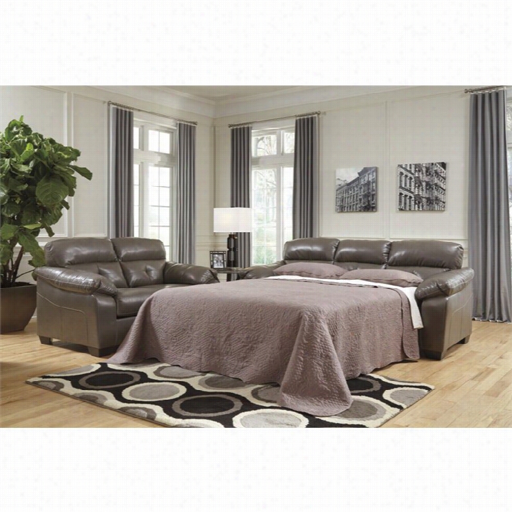 Signature Drsing By Ashley Furniture Bastrop Durablend Fabric Sleeper Sofa In Steel
