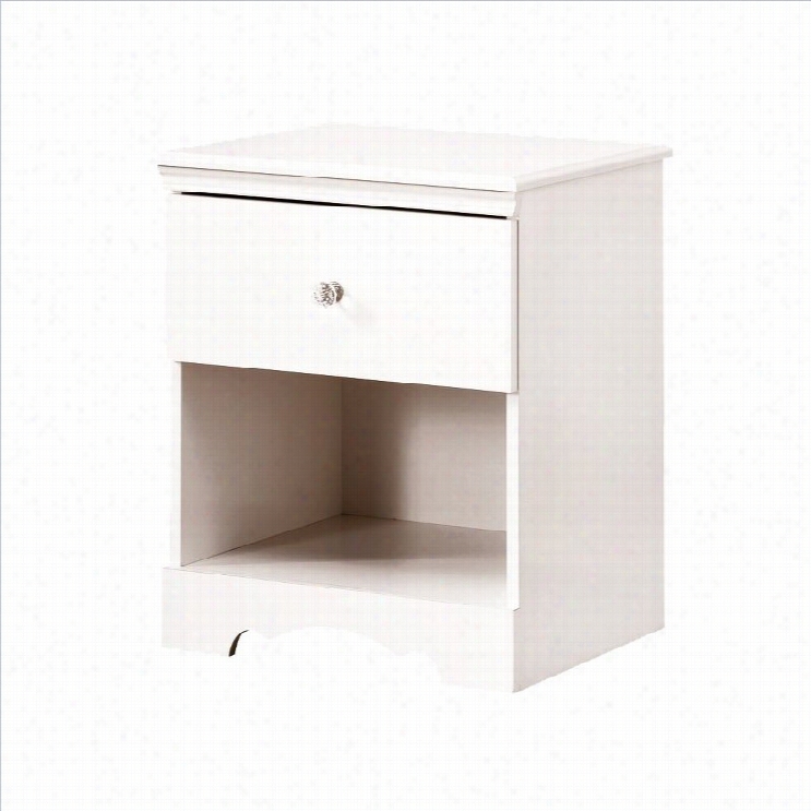 South Prop Crystal Wood Night Table In Clean White