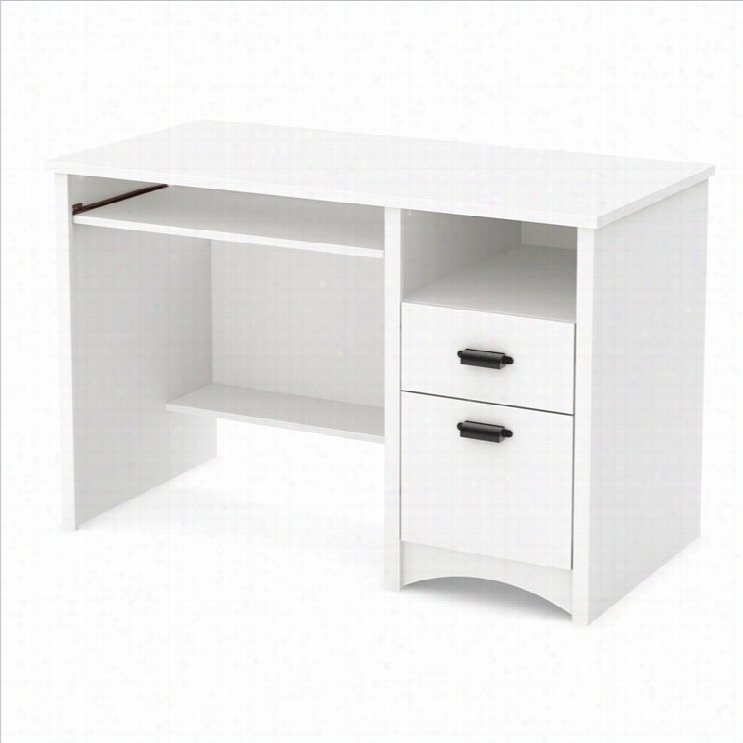 South Shore Gascony Co Mputer Desk With Keyboard Tray In Pure White