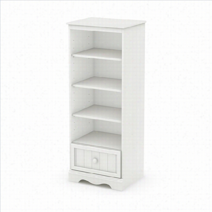 South Shore Asvannah Shelving Unit With Drawer Pure Whtie