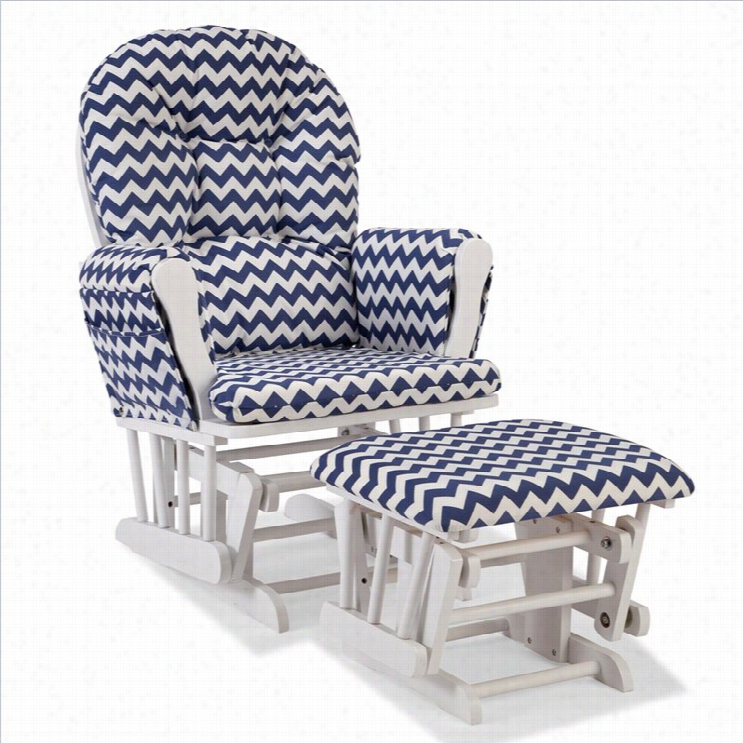 Stork Craftt Hoop Custom Glider And Ottoman In White And Navy