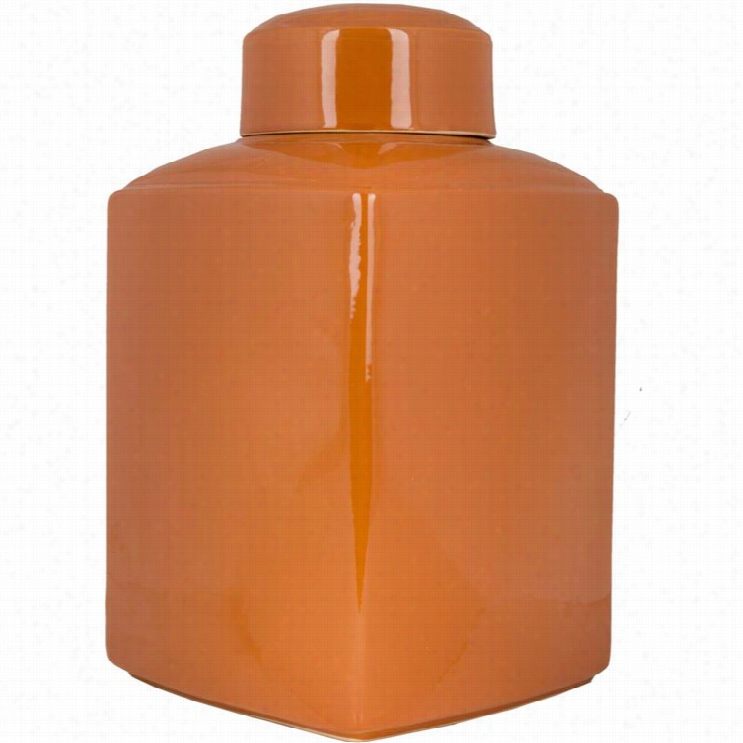Surya Aegean 12.5 X 8.5 Ceramid Jar In Glossy Orange