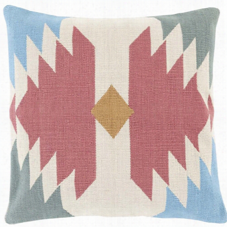 Surya Cotton Kilim Poly Fill 22 Square Pillow Ni Burgundy