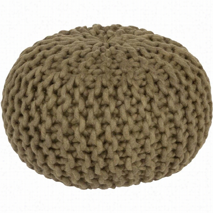 Surya Fargowool Sphere Pouf Ottoman In Olive