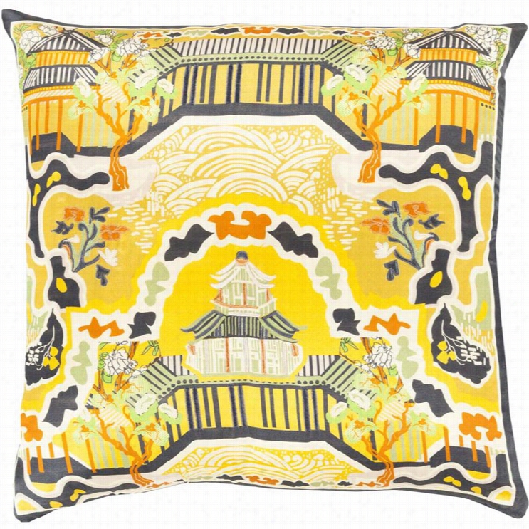 Surya Geisha D Wn Fill 22 Square Pillow In Yellow And Green