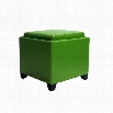 Armen Living Contemporary Leather Storage Ottoman with Tray in Green