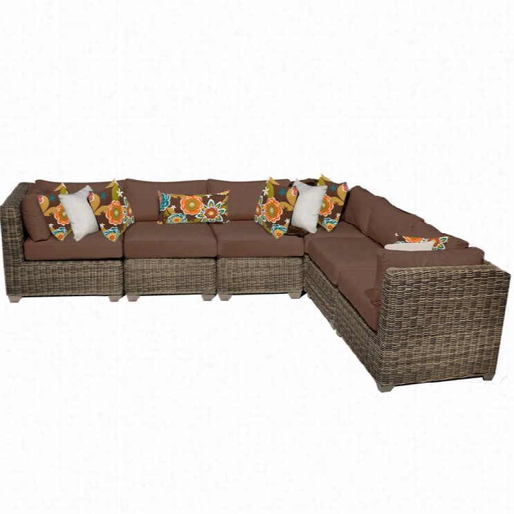 Tkc Cape Cod 6 Piece Outdoor Wicker Sofa Set  In Cocao