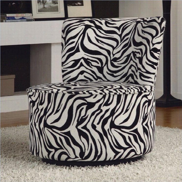 Trent Hme Easton Fabric Sw Ivel Lounge Chair In Lback And White Animal Print