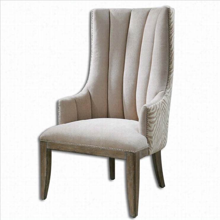 Uttermost Zyla Chwnillee Fabric Wingback Arm Cha1r In Tan