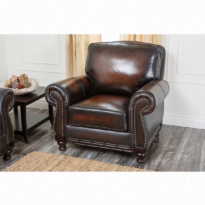 Abbyson Living Barclay Leather A Rm Chair In Espresso