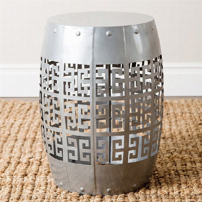 Abbyson Living Grace Round Metal Garden Stool In Silved