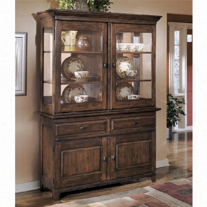 Ashley Larchmmonf Wood China Cabinet In Brown