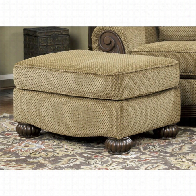 Ashley Lynnwoood Fabric Ottoman In Amber