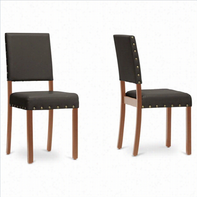 Baxton Studio Walter Dining Chair In Dark Brown (set Of 2)