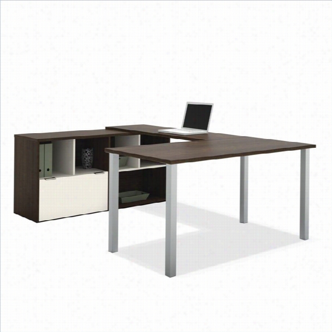Bestar Cntempo U-shaped Desk In Tuxeo And Sandstone