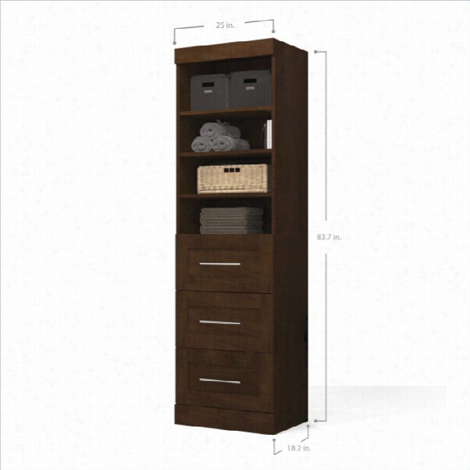 Bestar Pur 25 3-drawer Storaeg Unit In  Chocolate