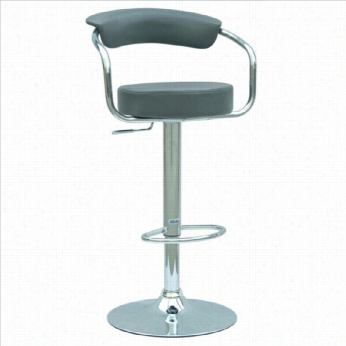 Chintaly Furniture Pneumatic Adjustable Aeriform Fluid Lift Bar Stool In  Grey And Chrome