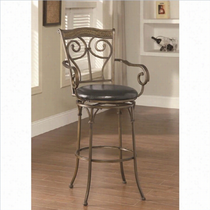 Coaster 29 Sccrolled Metal Bar Stool With Mourning Seat In Bronze