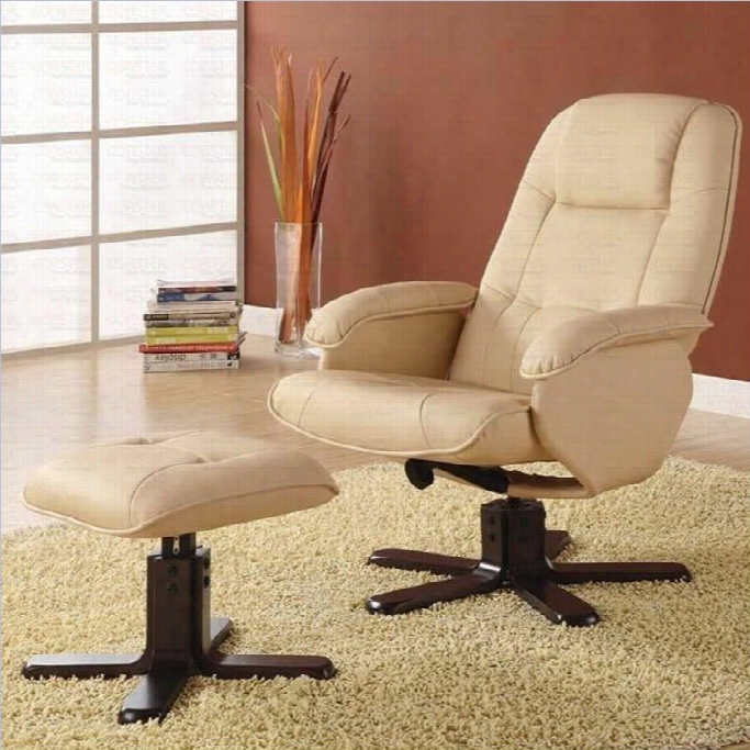 Coaster  Swivel Leather Mact H Leisure Chairman And Ottoman Set In Ivory