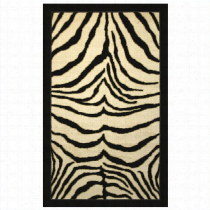 Caster Zebra Pattern Bordered Rug