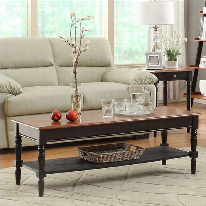 Convenience Concepts French Cuntry Rectangular Coffee Table In Cherry/black