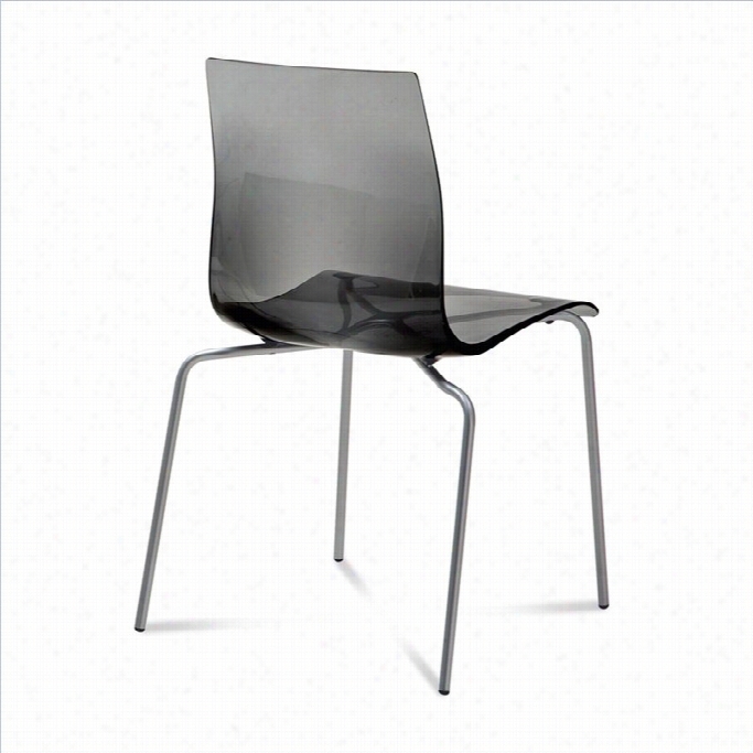 Domitali A Gel-b Stackable Dining Chair In Trnsparent Smoke