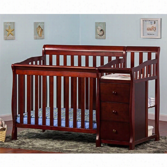 Dream On Me Jaydsn 4-in-1 Mini Convertible Crib And Changer In Cherry