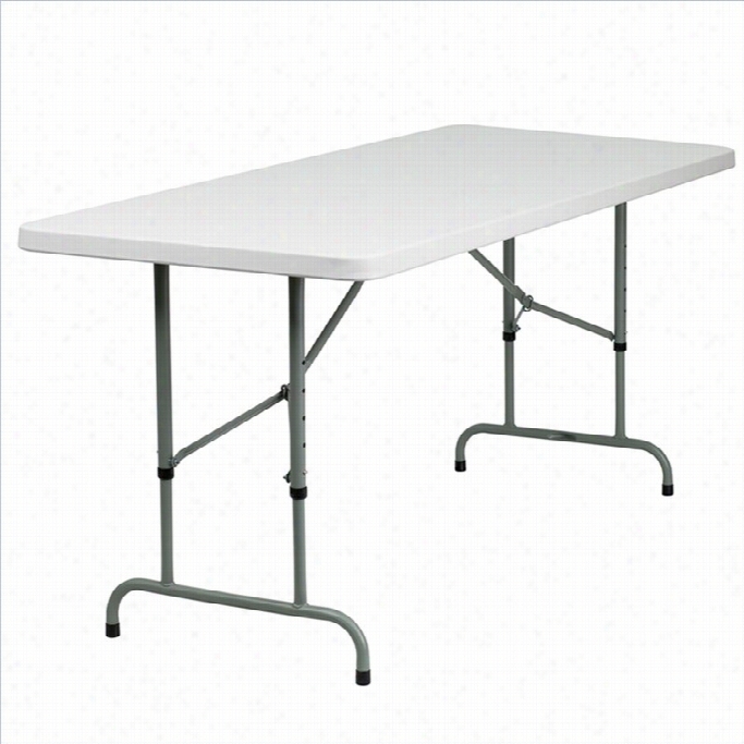 Flah Furniture Adjustable Grranite Plastic Folding Table In White