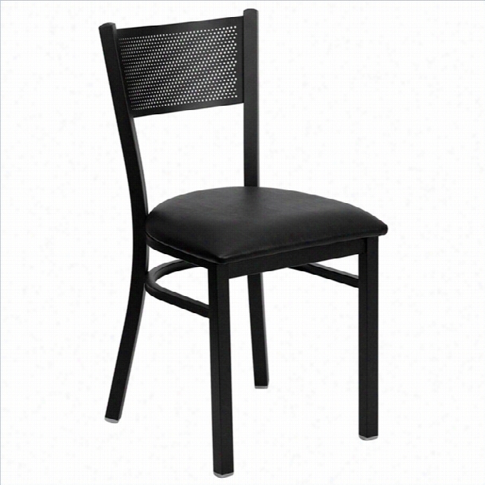 Fash Furnitur Ehe Rcules Series Metal  Dining Chair In Blackv Inyl