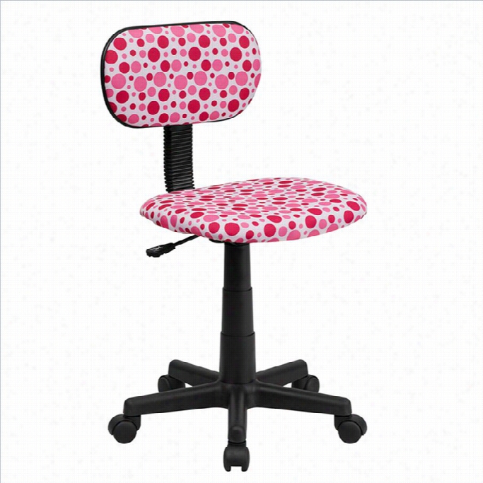 Flash Furniture Pink Dot Printed Comupter Office Chair In White