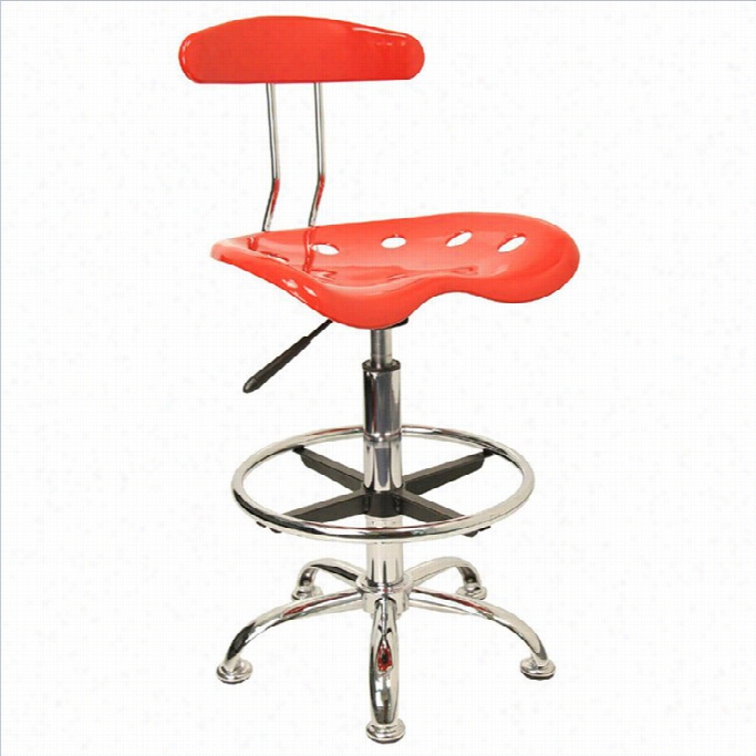 Flash Furniture Vibrant Drafting Cgair Seat In Red And Chrome