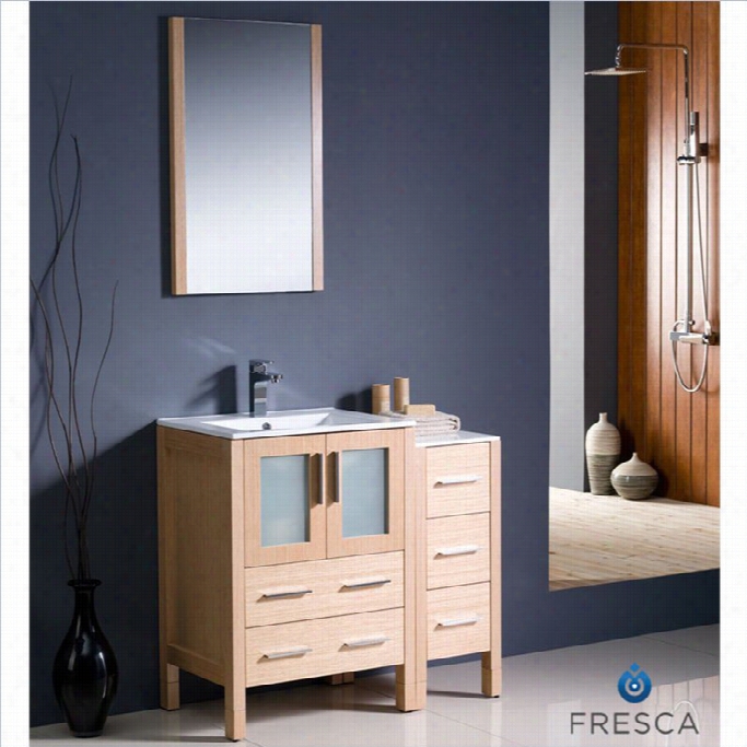 Fresca Bari Torino 36 Bathroom Vanity Set In Oak-versa In Brushed Nickel