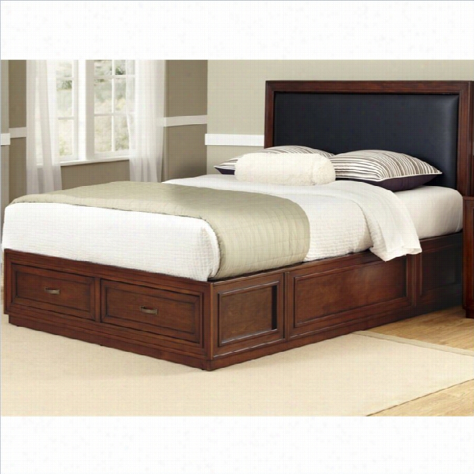 Home Styles Duet  Platform Queen Panel Bed Lback Leathe R Inset-queen