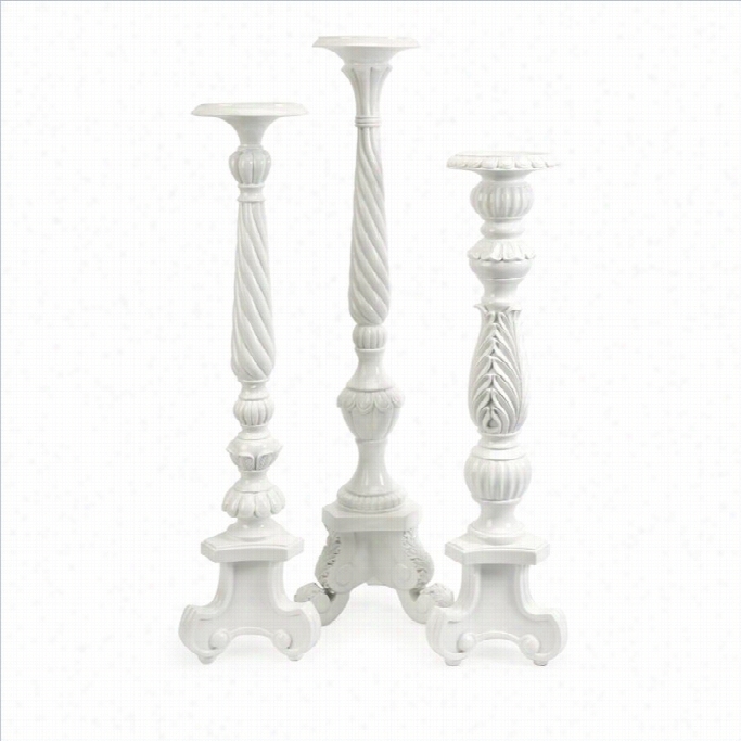 Imax Corporation Stell Oversized Candle Holders In White St Of 3)