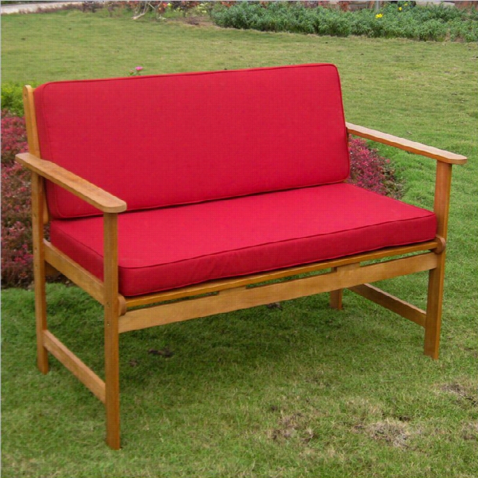 Internationak Caravan Royal Tahiti Patio Bench In Natural And Ruby Red