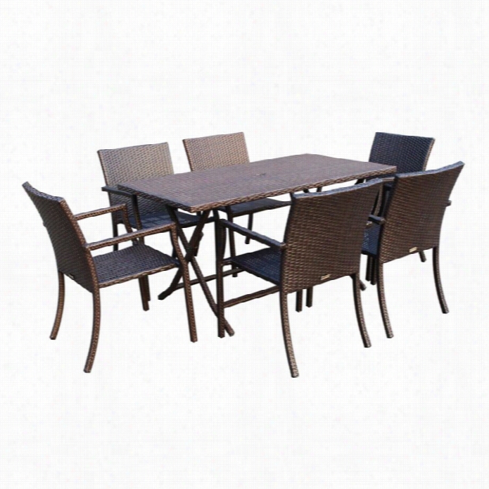 Jeco 7 Piece Wicker Buffet Table Set