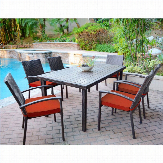 Jeco 7 Piecew Icke R Patio Dining Set In Espress And R Ed