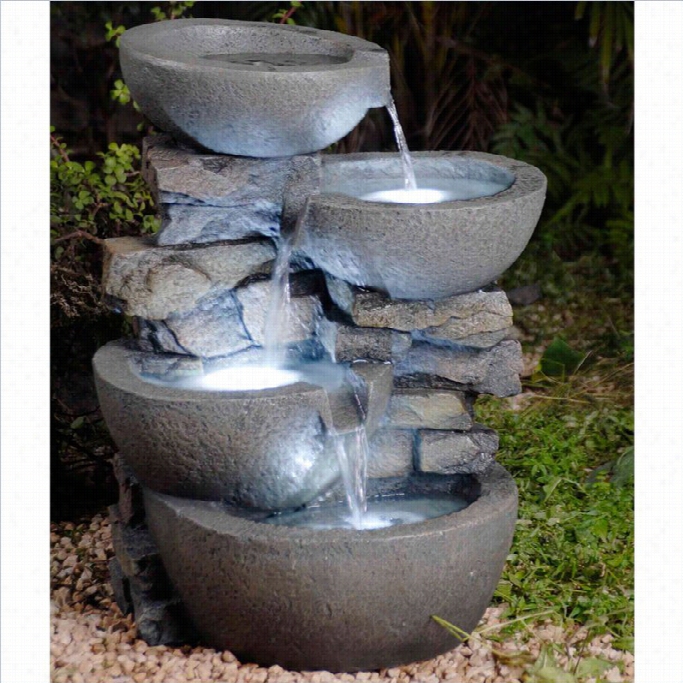 Jeco Modern Bowls Fountain With Le Lights