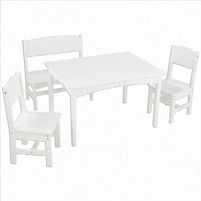 Kidkra Tnantucket Table With Bench And 2 Chair Set