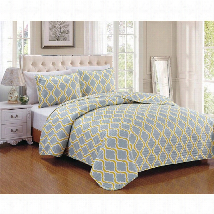 Luxuury Home Turner  3 Piece King Size Quilt Set In Yellow