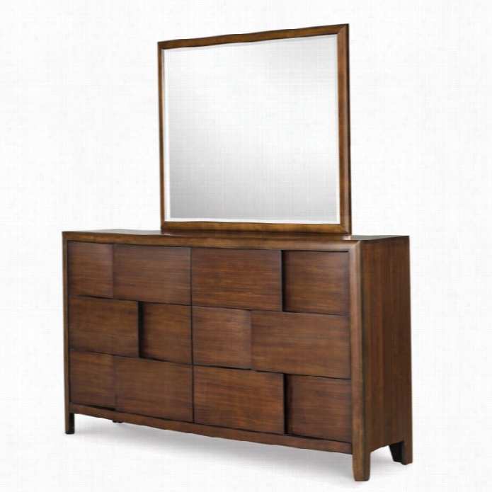 Magnussen Nova Wood Dresser And Mirror In Chesrnutt