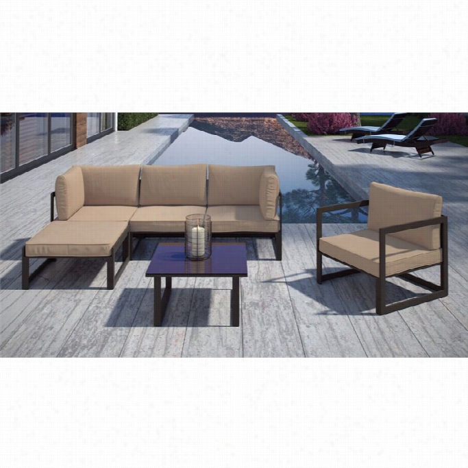 Modway Ofrtuna 6 Piece Ooutdoor Sofa Set In Brown And Mochaa