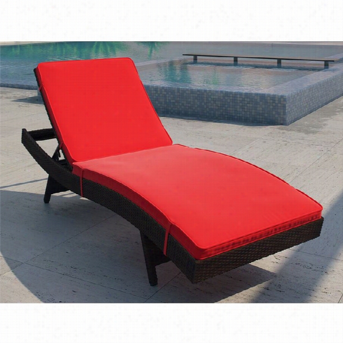 Modway Peer Patio Chaise In Brown And Red