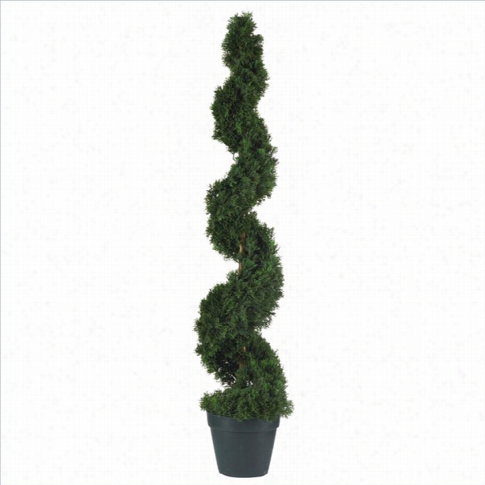 Approximately Natural 4' Cedar Spiral Silk Tree In Green