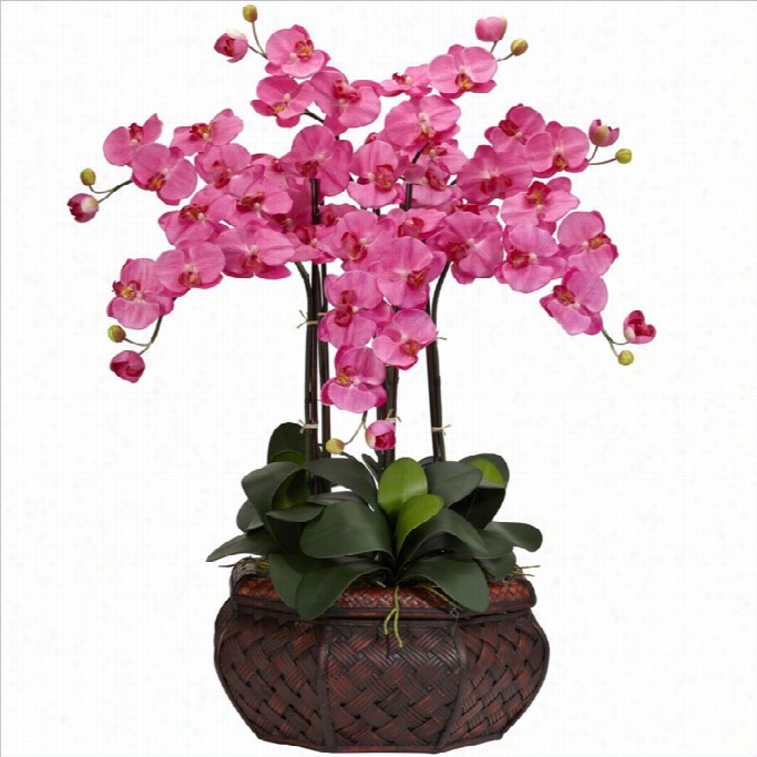 Nearly Natural Large Phalaenopsis Silk Flower Arrangement I Ndark Pink